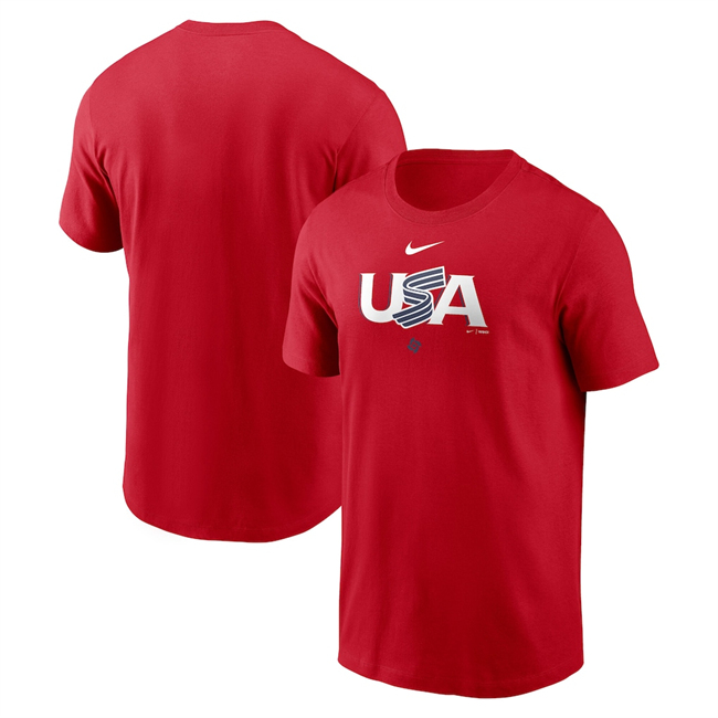 Men's USA Baseball Red 2026 World Baseball Classic Wordmark T-Shirt